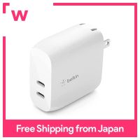 เครื่องชาร์จ USB Belkin 40W USB-C คู่ (20W X 2) WCB006dqWHJP PD3.0การชาร์ทอย่างรวดเร็วขาว