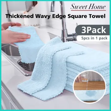 3pcs Thickened Wavy Dishwashing Cloth, Household Kitchen Cleaning