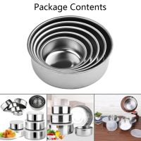 ETX5Pcs Stainless Steel Fresh-keeping Bowls Food Storage Bowl With 5 Lids 10-18CM Food Bowl Set Mixing Bowls For Cooking Baking