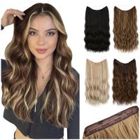 Synthetic Invisible Clip Hair Extensions Ombre Blonde Pink Piece Hairpiece Fake