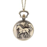 ❀✕ Vintage Horse Hollow /Carved Quartz Pocket Watch Clock Fob With Chain Pendant Necklace Gifts New Arrival