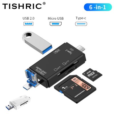 【CW】 TISHRIC 6 In 1 Card Reader USB TYPE C To SD Micro SD TF Memory Card Adapter Smart Memory Card Reader SD Cardreader