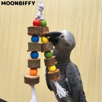 Natural Wooden Birds Parrot Colorful Toys おもちゃ Chew Bite Resistance Hanging Cage Balls Two Ropes צעצועים Vogel Speelgoed