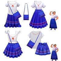 Encanto Madrigal Dress Girl Cosplay Costume Fancy Dresses for Halloween Carnival Princess Dress Blue Louisa Sister Costume