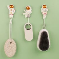 【YF】 Cartoon Astronaut Hooking No Trace Strong Viscose Hook Kitchen Hooks For Utensils Punching Wall Hanger Behind The Door