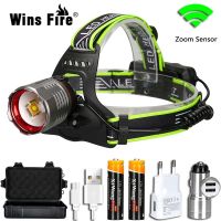 【CW】 Zoomable Powerful Headlamp Sensor XHP50 Headlight Flashlight USB Rechargeable Lamp Camping Lanterna Use 18650 Battery