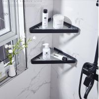 Bathroom Shelf Aluminum Shower Shelf Glass Shower Shelf Black Finish Storage Suction Basket Storage Rack Bathroom Accessory Cleaning Tools