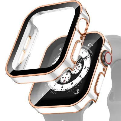 Case glass For Apple Watch serie 8 45mm 41mm 44mm 40mm waterproof Screen Protector Accessories Edge Bumper iWatch 5 SE 6 7 Cover