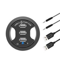 USB Hub USB 2.0 Desktop Grommet USB 2.0 Hub Audio Desk Mount Adapter 3 Port Mount In Desk Multi USB 2.0 Ports