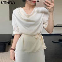 Fancystyle VONDA เสื้อเก็บเอวแขนพองสำหรับผู้หญิงแนวธุรกิจเสื้อปักลูกไม้ลูกปัดหรูหรา