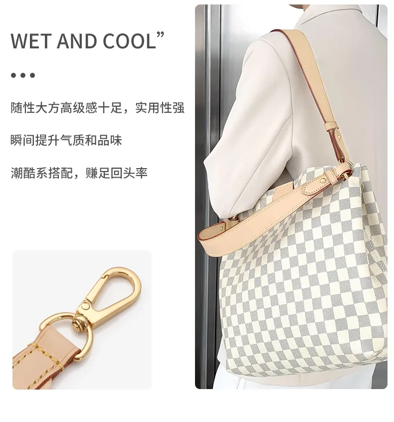 suitable for LV graceful shoulder strap checkerboard Delightful crossbody  vegetable tanned leather bag