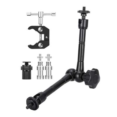Magic Arm With Super Clamp 11 inch Articulating Friction Crab Clamp With 1/4 inch And 3/8 inch Thread For Dslr Camera Rig, Monitor,Led Lights And Flash Light