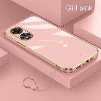 [แหวนใส่นิ้ว] เคส OPPO A38 2023 A58 4G เคสซิลิกอนขอบตรงชุบใบเมเปิลนิ่ม TPU ฝาครอบเคสพร้อมสายคาด