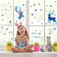 Christmas Window Glass Sticker Elk Snowflake Wall Stickers Christmas Decorations For Home Kids Room Xmas New Year 2022 Navidad