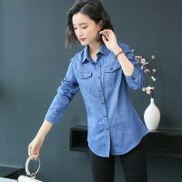 ►๑►  S-3XL Women Denim Shirt Spring Autumn 2023 New Casual Retro Long-sleeve Loose Tops Shirts Slim Cotton Blouse Female