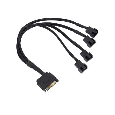 Cooling Fan Adapter Cable, 15 Pin SATA to 4 x 3 Pin / 4 Pin PMW 12V PC Case Fan Power Adapter Cable to 15 Pin SATA