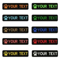 Dog Paw Logo Dog Footprints 10X2.5cm Embroidery Custom Name Text Patch Stripes Badge Iron On Or  Patches For Dog Collar Adhesives Tape