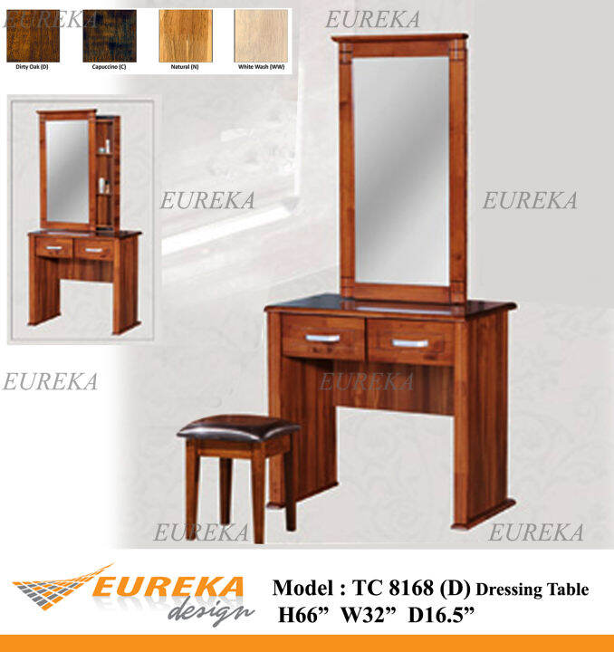 EUREKA 8168 2.5ft Dressing Table Wood with Mirror and Drawer / Meja