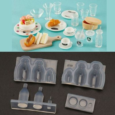 3D Real Mini Glass Bottle Drink Pan Pot Storage Box Silicone Mold Epoxy Resin Pendant Casting Mold DIY Jewelry Making Tools