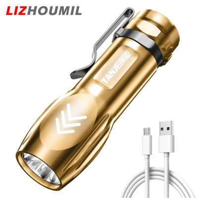 LIZHOUMIL ไฟฉายจิ๋ว Led กันน้ำแบบพกพา Usb ชาร์จไฟได้โคมไฟ Usb บนมือพร้อมคลิปหนีบเข็มขัดไฟฉายส่องไฟ