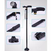 thaimultishop ไม้เท้าพับได้ ไม้เท้าเดินป่า พร้อมไฟฉาย(สีดำ)Folding Walking Cane with LED บริการเก็บเงินปลายทาง