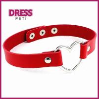 PETI DRESS รูปหัวใจพีช ห่วงโซ่ปลอกคอ สำหรับผู้หญิง เครื่องหนังแท้ จี้สร้อยคอ แฟชั่นสำหรับผู้หญิง ปรับได้ปรับได้ สร้อยคอกระดูกไหปลาร้า สำหรับผู้หญิง