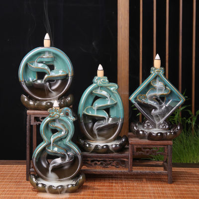 Ceramic backflow incense burner Lotus base aromatherapy stove home gifts censer zen oil burner