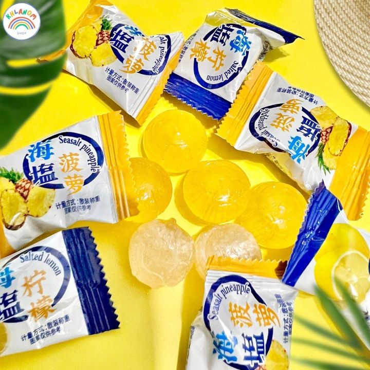 สุดคุ้มซื้อ1แถม1-ลูกอมผลไม้-ลูกอมรสสับปะรด-ลูกอมสับปะรด-salted-pineapple-lemon-1-ชิ้น-3-กรัม-จำหน่าย-50-100-ชิ้น-หวานๆป่นเค็มๆ-สายปาร์ตี้ต้องชอบ