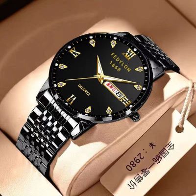 【July hot】 authentic waterproof luminous watch mens double calendar automatic mechanical famous fashion steel belt men