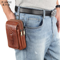 Real Cowhide Hip Bum Cell Phone Case Belt Fanny Pack Casual Cross Body High Quality Genuine Leather Men Waist Hook Shoulder Bags