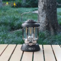 R Portable Camping Lantern 6000mAh Outdoor Kerosene Vintage Camp Lamp 3 Lighting Modes Tent Light for Hiking Climbing Yard