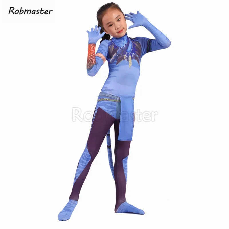 Kids Avatar 2 Cosplay Costumes Tail Suit Boys Girls Jake Sully Neytiri  Zentai Bodysuit Jumpsuit Halloween Birthday Costumes Gift 