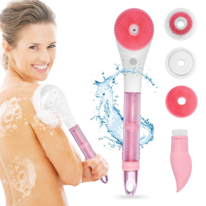 Electric Rechargeable Body Exfoliator Brush with Long Handle VOYOR Back
