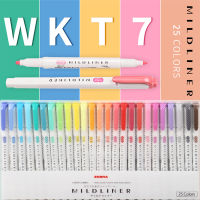 525สีกล่อง ZE Mildliner WKT7 High Soft สี Double-Headed Marker ปากกานักเรียนสีหนา Outline ปากกา