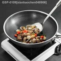 ◎▪☇Xianhaochen048906 Wok Frigideira Antiaderente Ensílios De Cozinha 2021 Aço Inoxidável Para Fritar Com Indução Fogão A Gás E Nova 316