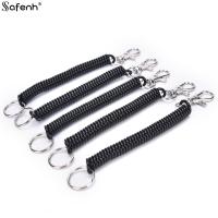 2/5PCS Elastic Spring Rope Key Chains Key Rings Silver Color Metal Carabiner For Outdoor Camping Anti-lost Phone Spring Keychain Key Chains