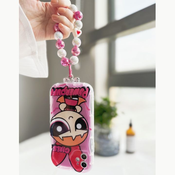 เคสสำหรับ-oppo-a52-a72-a92-a5-a9-2020-a98-f23-f11-f9-r15-r17โปรพวงกุญแจเคสมือถือ-powerpuff-ครีมผู้หญิงเวฟขอบแว่นตากันแดดตัวยึดตัวจับโซ่มุกนุ่มปกป้องเลนส์3d-น่ารักใสร้อน