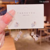 ? เครื่องประดับ S925 silver needle han edition of the new flower earrings long tassels super fairy temperament fashion earring stud earrings with web celebrity