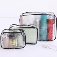 Set of 3 Pcs Cosmetic Makeup Travel Toiletry Bags Clear PVC Make-Up Bag Holder