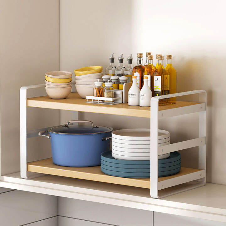 Kitchen Shelf Cabinet Shelf Table Top Double Layered Storage Rack Sink ...