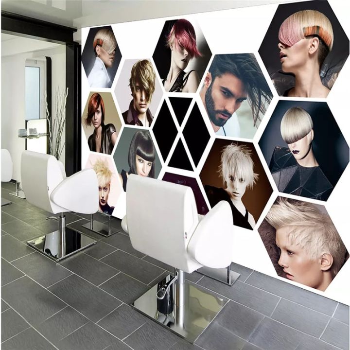 Retro Hair Salon Background Wallpaper Mural for Hairdressing Barber