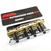 KR-Wilkinson Four 4 Strings Electric Bass Bridge With Brass Saddles For Precision Jazz Bass Chrome Silver WOB41