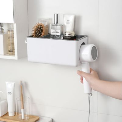 Wall Mounted Hair Dryer Holder ABS Hair Dryer Wall Stand Organizer Sturdy Adhesive Mount Stand Storage Hair Dryer Rack