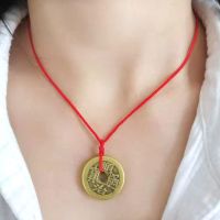 Vintage Genuine Five Emperors Copper Coin Pendant Necklace Pendant Protects Peace, Fortune, Red Rope, Male and Female Destiny Year Transshipment K7LH K7LH