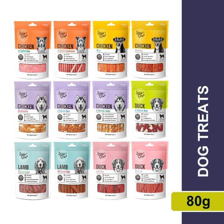 Jerky Time Dog Treats 80g Dog Snack (Chicken Jerky, Lamb Jerky, Duck Jerky, Beef Jerky) Lazada
