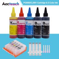 Aecteach ตลับหมึกเติม Pgi550สำหรับ Canon Pgi 550 Cli 551 Pixma ตลับหมึก Mg5550 Mg5450 Ip7250 400Ml หมึกพิมพ์สีย้อม