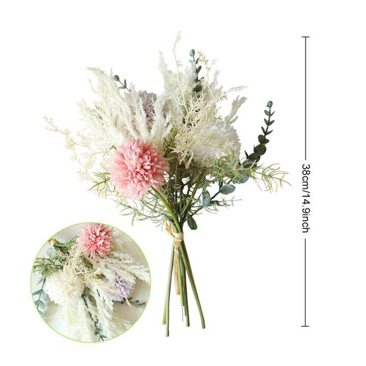 ayiq-flower-shop-1ช่อดอกไม้ประดิษฐ์สีขาวคุณภาพสูง-silk-dandelion-พลาสติก-eucalyptus-hybrid-bouquet-งานแต่งงานตกแต่งบ้านดอกไม้ปลอม