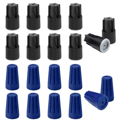 20pcs Blue Black Waterproof Spring Insert Weather Resistant Grease Cap Quick Connection Plastic Indoor Outdoor Durable Landscape Lighting Screw Terminal Small Nut Connector