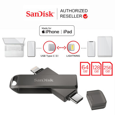 SanDisk iXpand Flash Drive Luxe 64GB 128GB 256GB 2 in 1 Lightning and USB-C (SDIX70N-256G-GN6NE) OTG Flashdrive แฟลชไดร์ฟ 2 หัว สำหรับ iPhone iPad Android ไอโฟน ไอแพด แอนดรอยด์  รับประกัน Synnex 2 ปี