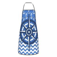 Captains Compass Apron Women Men Nautical Anchor Sailing Sailor Adult Unisex Kitchen Chef Bib Tablier Cuisine Cooking Baking